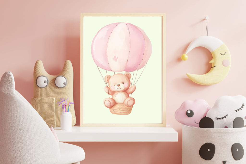 Girls Nursery Wall Art Bundle – Personalized Name + Bear Prints (Set of 3)