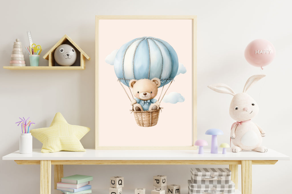 Boys Nursery Wall Art Bundle – Personalized Name + Bear Prints (Set of 3)