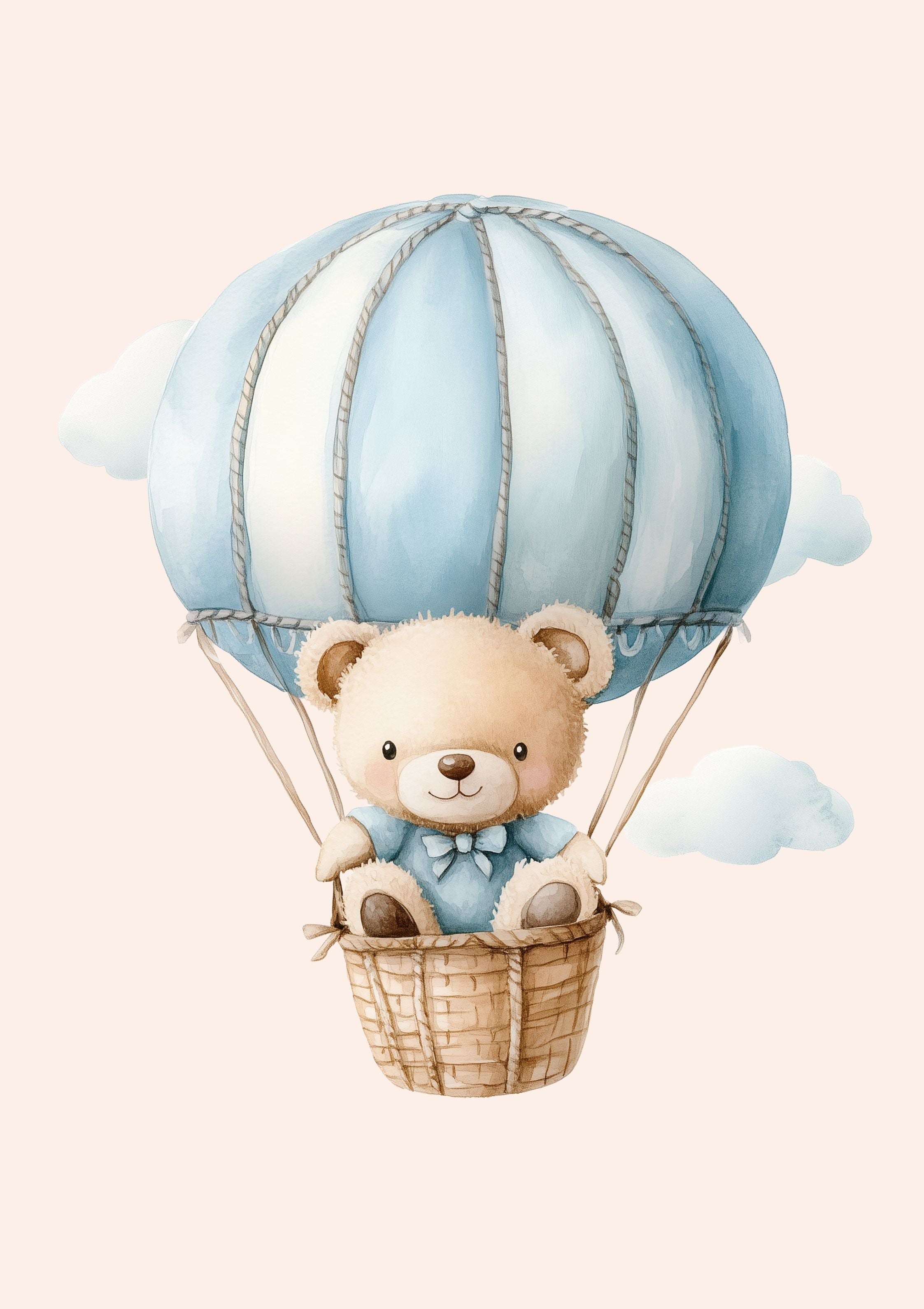 Teddy  Bear in Blue Hot Air Balloon