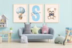 Boys Nursery Wall Art Bundle – Personalized Name + Bear Prints (Set of 3)
