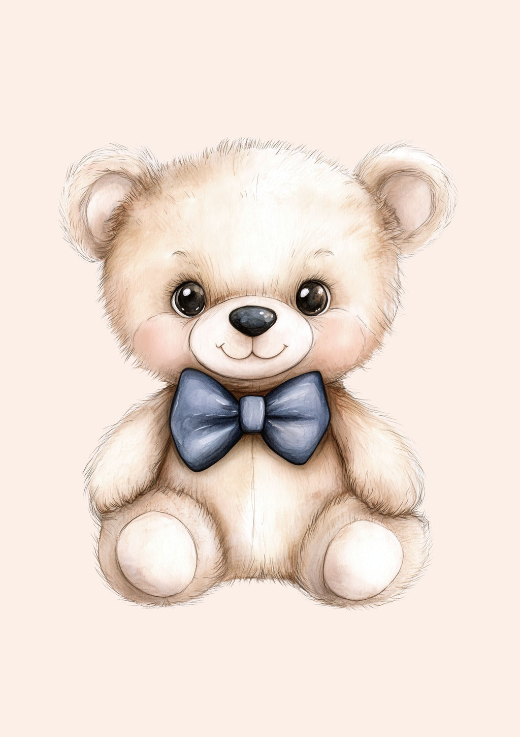 Cute Teddy Bear with Blue Bowtie