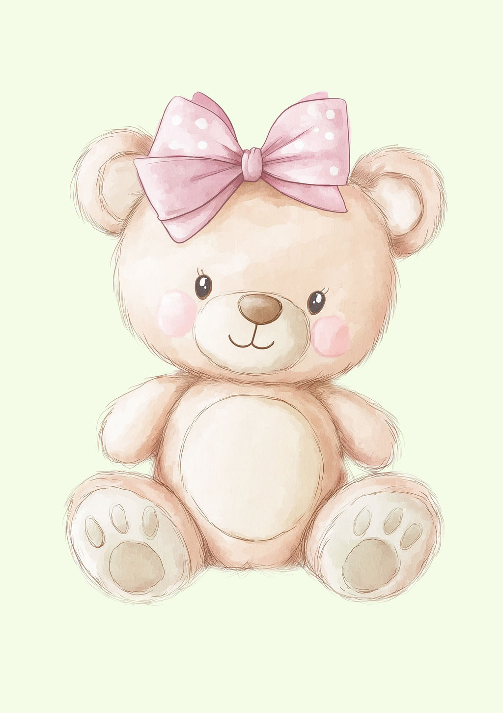 Cute Teddy Bear With Pink Bow